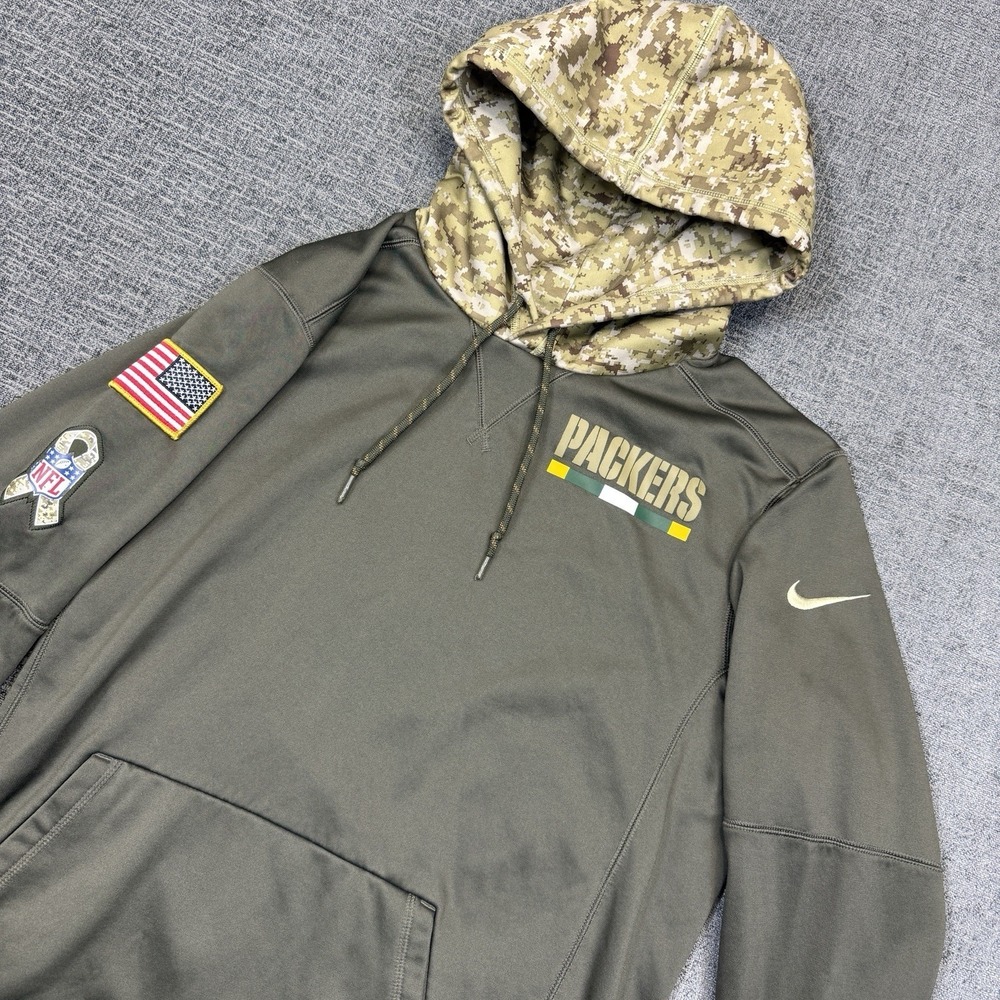 Nike On Field Green Bay Packers Salute to Service Hoodie Men's‎ M Green USA NFL